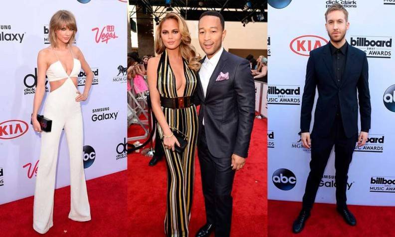 Taylor Swift, Chrissy Teigen con John Legend, y Calvin Harris