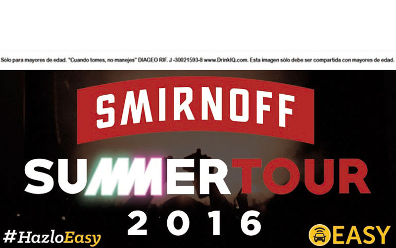 Easy Taxi el transporte oficial del Smirnoff Summer Tour 2016