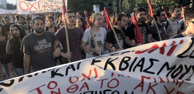 Manifestación sobre el referéndum griego en Atenas