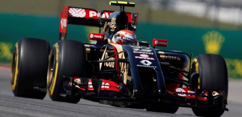 Pastor Maldonado (Lotus) no marcó tiempo en la primera sesión del GP de las Américas debido a un problema con la caja de velocidades de su monoplaza E23