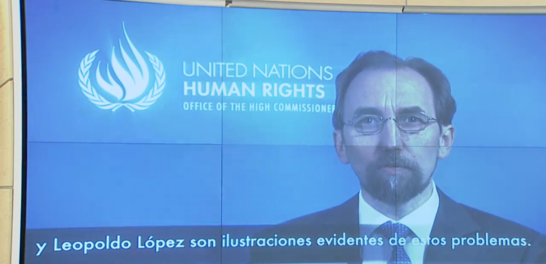 El alto comisionado de Derechos Humanos de la ONU, Zeid Ra'ad al Hussein en su mensaje a Maduro. Foto Video