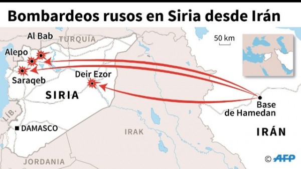 Bombardeos rusos hacia Siria/ Infografía: AFP