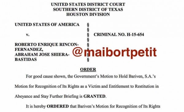 "El gobierno de los Estados Unidos anticipa que la sentencia de los empresarios Roberto Rincón Fernández y Abraham Shiera podrá dictarse más allá del 14 de julio de 2017"