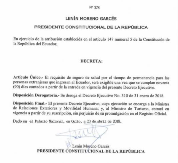 decreto ejecutivo Ecuador