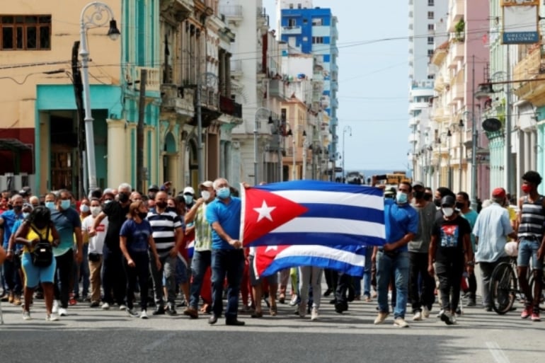 Cubans take to the streets to protest against the electricity crisis and food shortages