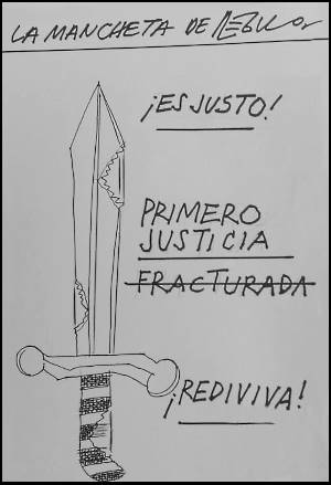 Caricatura de Régulo con el dibujo de una espada con fracturas