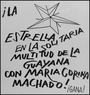 Caricatura de Régulo con una estrella y texto mencionando a María Corina Machado