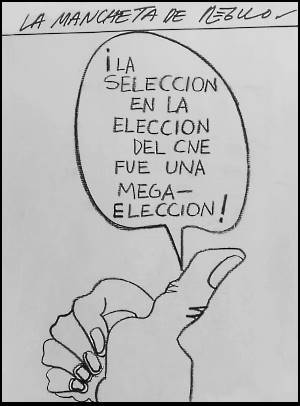 Caricatura de Régulo que muestra una mano con el pulgar alzado y mensaje sobre las elecciones