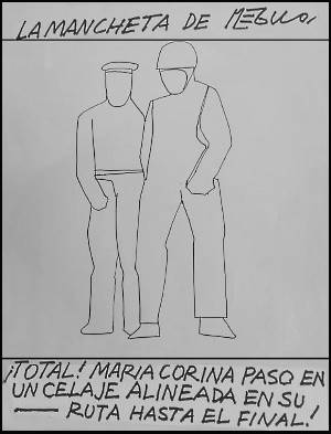 Caricatura de Régulo con dos figuras que representan agentes policiales