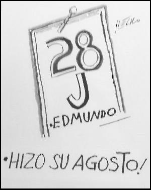 Caricatura de Régulo con hoja de calendario haciendo referencia al 28 de julio, día de las elecciones en Venezuela